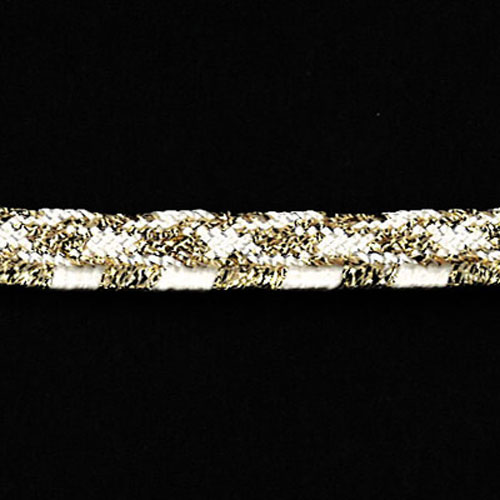 76460 Bias Piping 6mm White Metallic Gold