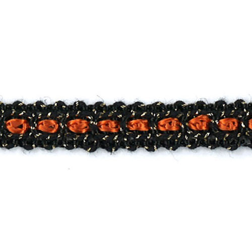 76599 Braid 8mm Orange Black Gold Lurex