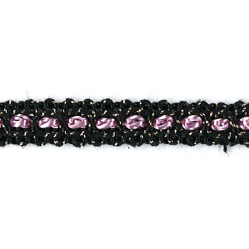 76600 Braid 8mm Pink Black Gold Lurex