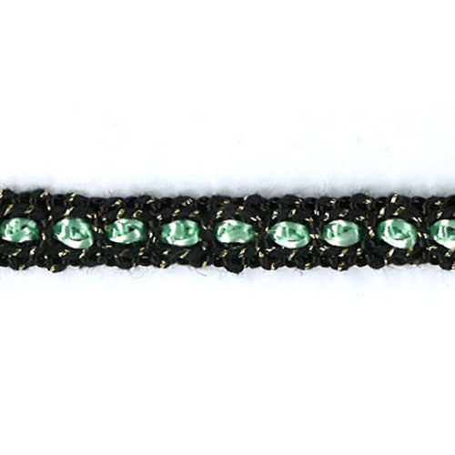 76603 Braid 8mm Mint Black Gold Lurex