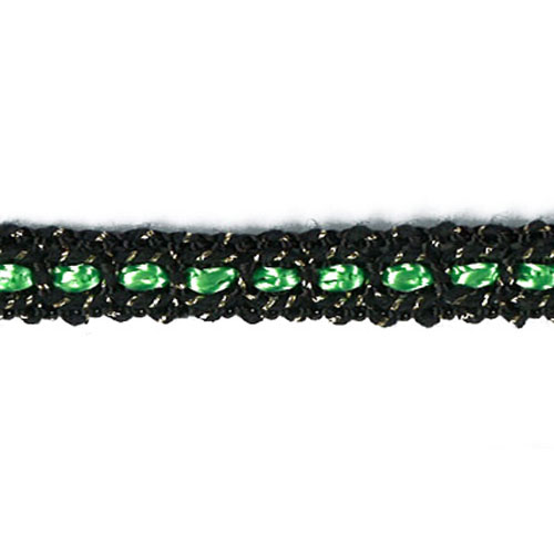 76604 Braid 8mm Emerald Black Gold Lurex
