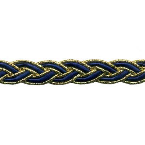 77696 Braid Plaited 8mm Gold Lurex Navy