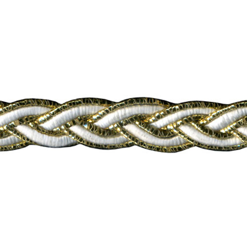 77725 Braid Plaited 8mm Gold Lurex White