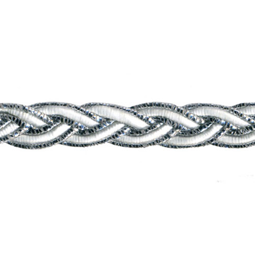 77726 Braid Plaited 8mm Silver Lurex White