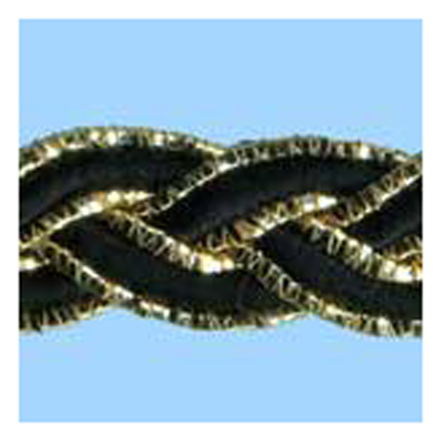 77727 Braid Plaited 8mm Gold Lurex Black