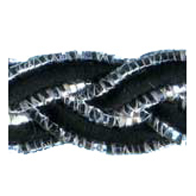 77728 Braid Plaited 8mm Silver Lurex Black