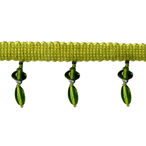 78582 Braid Tassel Green Glass Bead