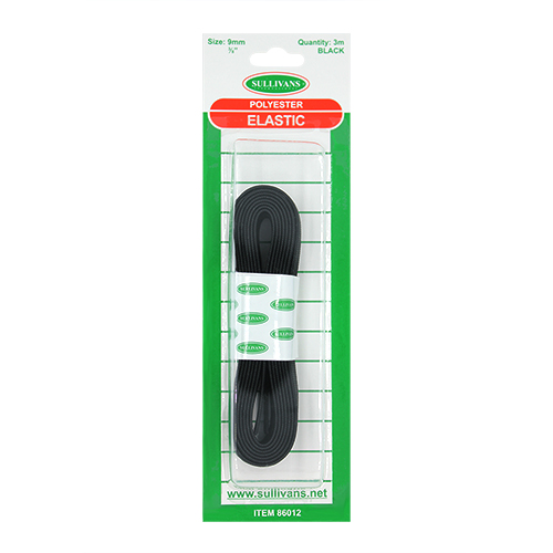 86012 Sullivans 9mm Elastic - 3m - Black