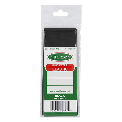 86018 Sullivans 25mm Elastic - 1m - Black