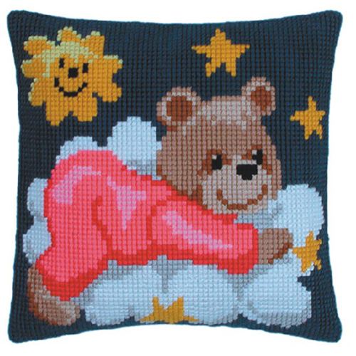 86316 Cross Stitch Cushion Kit 40x40cm Bear 2