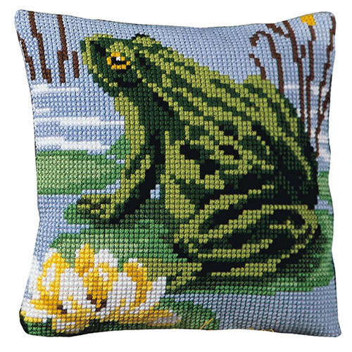 86324 Cross Stitch Cushion Kit 40x40cm Frog