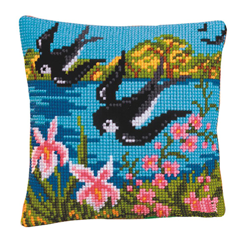 86341 Cross Stitch Cushion Kit 40x40cm Swallows