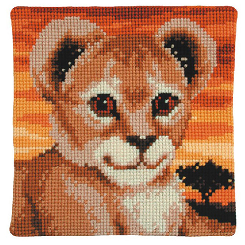 86343 Cross Stitch Cushion Kit 40x40cm Lion Cub