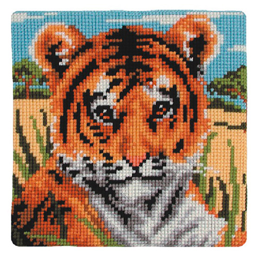 86344 Cross Stitch Cushion Kit 40x40cm Tiger Cub