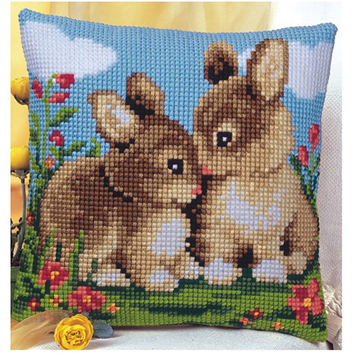 86353 Cross Stitch Cushion Kit 40x40cm 2 Bunnies