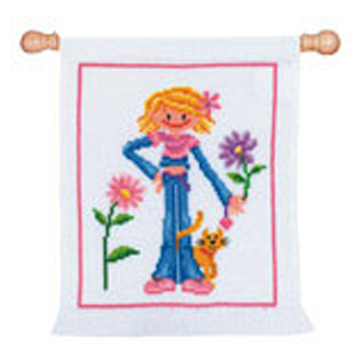 86416 Cross Stitch Kit 22x27cm Girl Cat