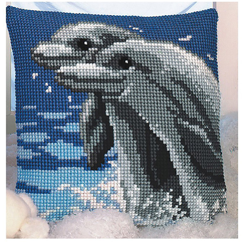 86508 Cross Stitch Cushion Kit 40cmx40cm Dolphins
