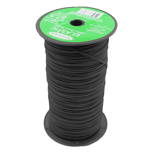 87103 Sullivans 3mm Elastic - 300m - Black