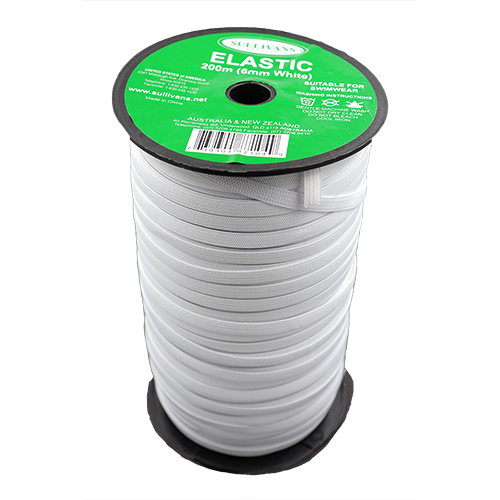 87104 Sullivans 6mm Elastic - 200m - White