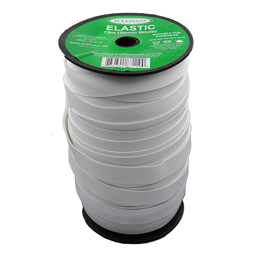 87110 Sullivans 20mm Elastic - 75m - White