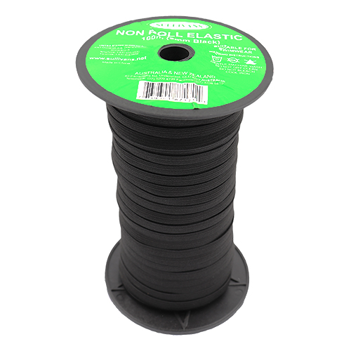 87171 Sullivans 6mm Non Roll Elastic - 100m -black