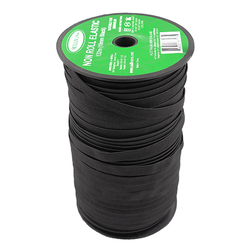 87175 Sullivans 10mm Non Roll Elastic - 132m - Black