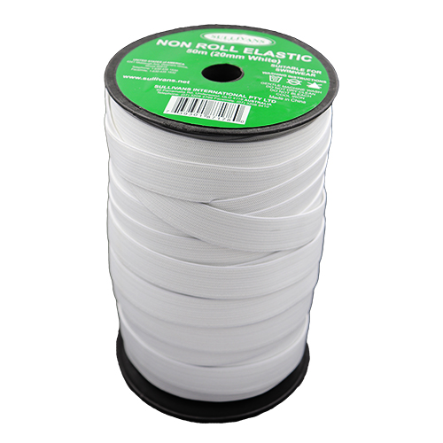 87178 Sullivans 20mm Non Roll Elastic - 50m - White