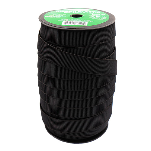 87215 Sullivans 25mm Non Roll Ribbed Elastic - Black 50mts