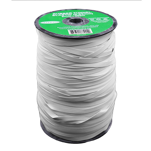 87244 Sullivans 6mm Rubber Tunnel Elastic - White 300mts