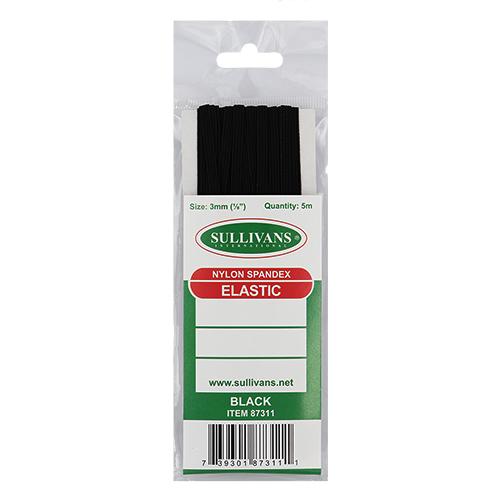 87311 Sullivans 3mm Elastic - 5m Card - Black
