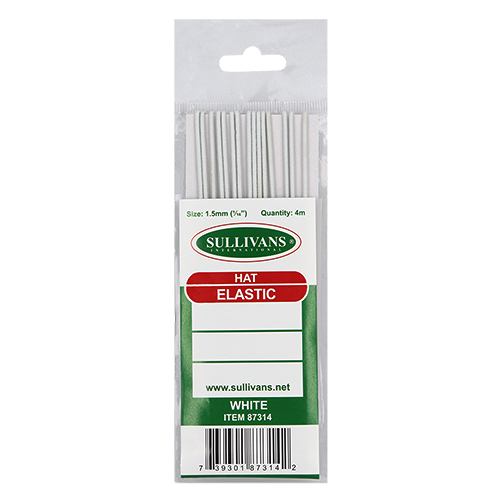 87314 Sullivans Hat Elastic - 4m Card - White 