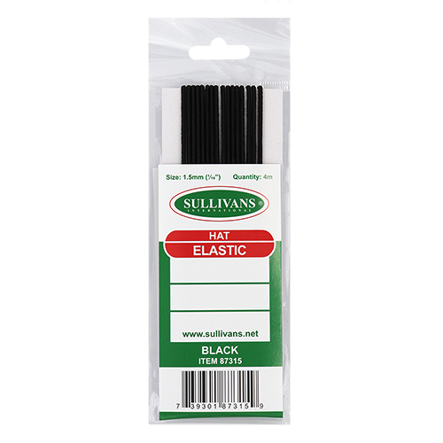 87315 Sullivans Hat Elastic - 4m Card - Black