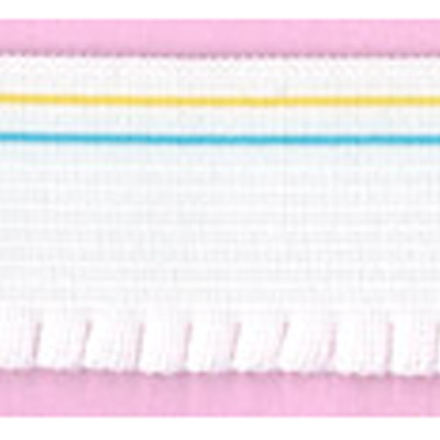 87327 Elastic 25mm Aqua Yellow Stripe