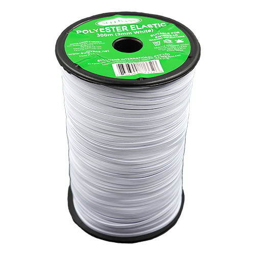 87332 Sullivans 3mm Polyester Elastic - 300m - White