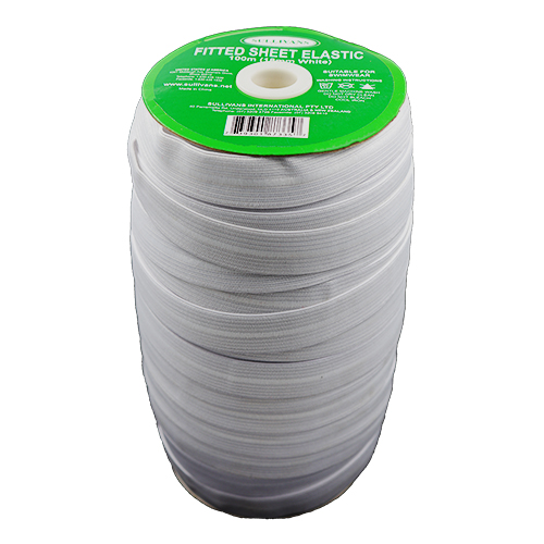 87335 Sullivans 18mm Fitted Sheet Elastic - 100m - White