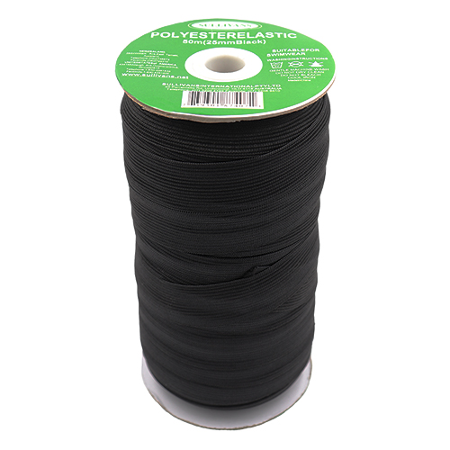 87407 Sullivans 25mm Polyester Elastic - 50m - Black