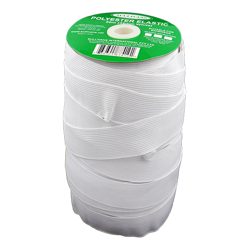87410 Sullivans 32mm Polyester Elastic - 50m - White