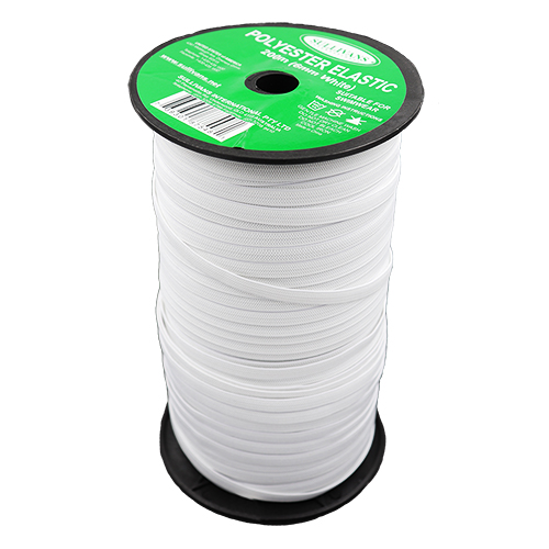 87548 Sullivans 6mm Polyester Elastic - 200m - White