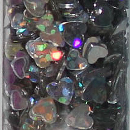 88674 Glitter Shape 15g Hearts Holo Silver