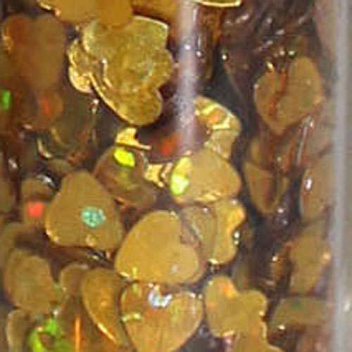 88675 Glitter Shape 15g Hearts Holo Gold