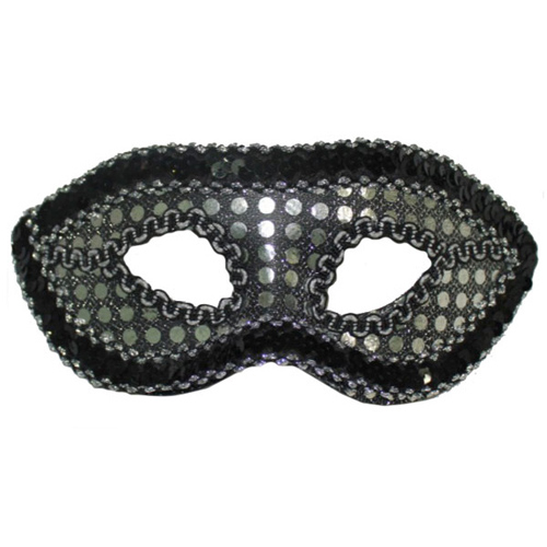 88999 Mask Eyelet 21x9cm Sequin Black Silver