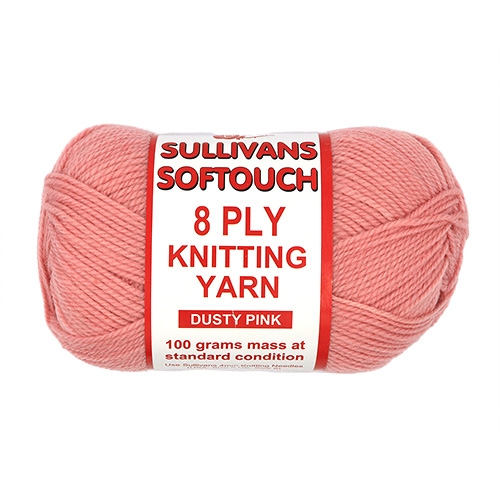 89200 Sullivans 8ply Polyster Softouch Knitting Yarn - 100g - Dusty Pink