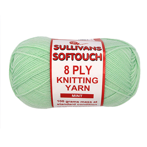 89201 Sullivans 8ply Polyster Softouch Knitting Yarn - 100g - Mint
