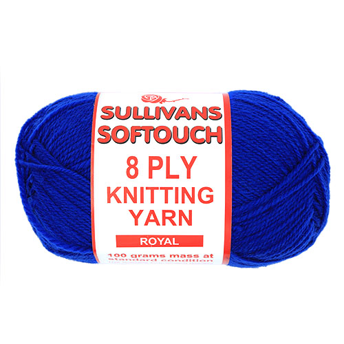 89210 Sullivans 8ply Polyster Softouch Knitting Yarn - 100g - Royal