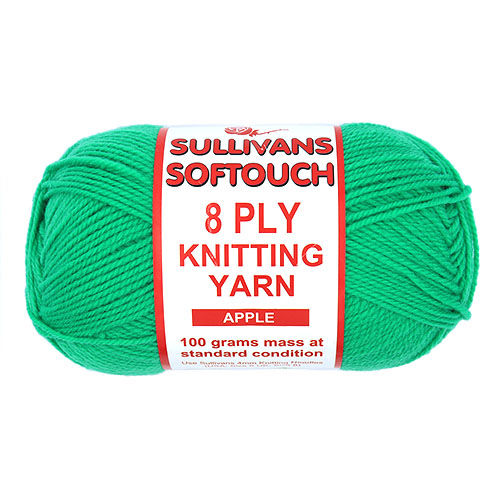 89211 Sullivans 8ply Polyster Softouch Knitting Yarn - 100g - Apple