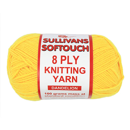 89373 Sullivans 8ply Polyster Softouch Knitting Yarn - 100g - Dandelion