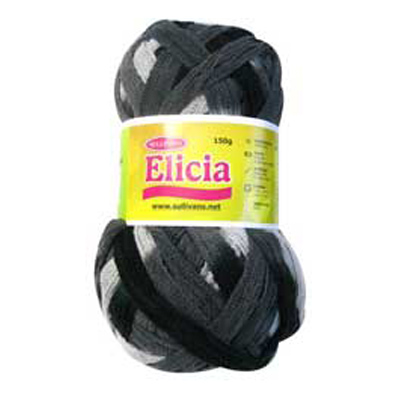 89841 Scarf Yarn Elicia 150 Gm Black Grey Mix