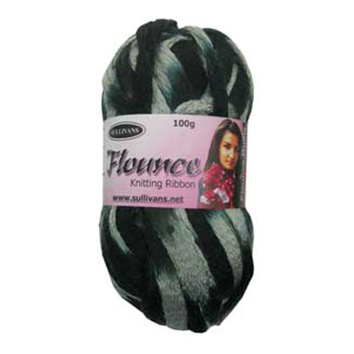 89894 Flounce Scarf Yarn 100gm Black Grey Mix