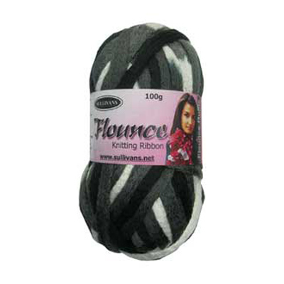 89895 Flounce Scarf Yarn 100gm Grey White Mix