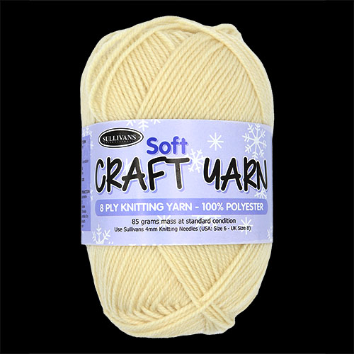 91501 Sullivans 8ply Polyster  Soft Craft Yarn - 85gm - Vanilla